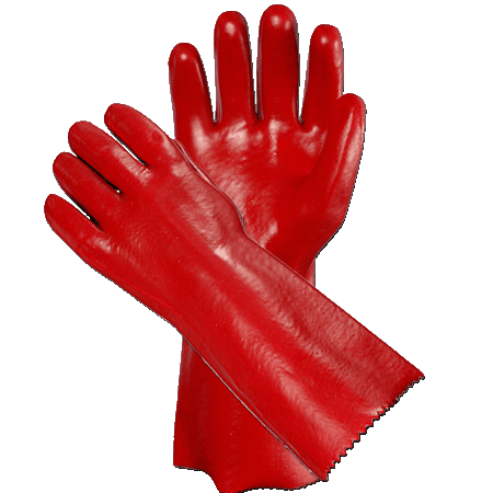 Перчатки из ПВХ красные (длина 35 см.) ар. 45