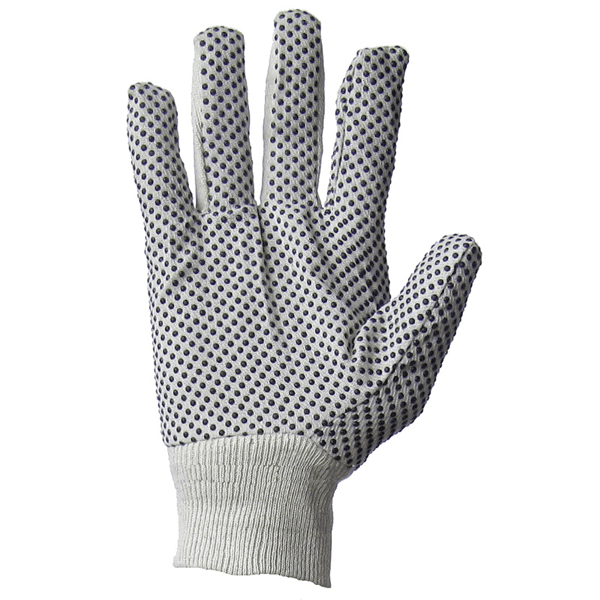 Перчатки шитые с ПВХ точкой + 2 пальца ар. 25
