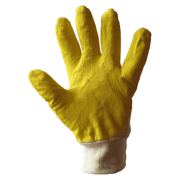 Перчатки трикотажные залитые латексом желтые ар. 7