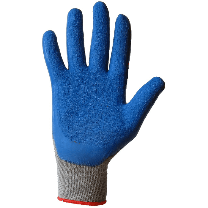 Перчатки стрейч неполный залив вспененым полиуретаном (синяя, серая) ар. 84