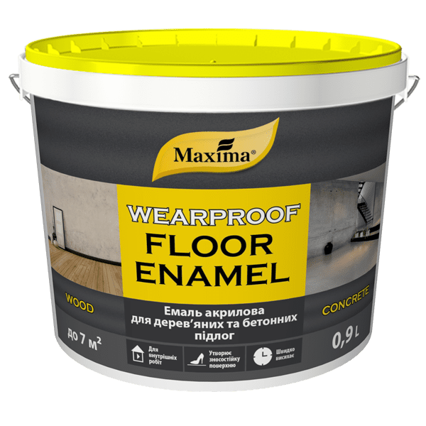 Эмаль акриловая для деревянных и бетонных полов Maxima 0.9 л
