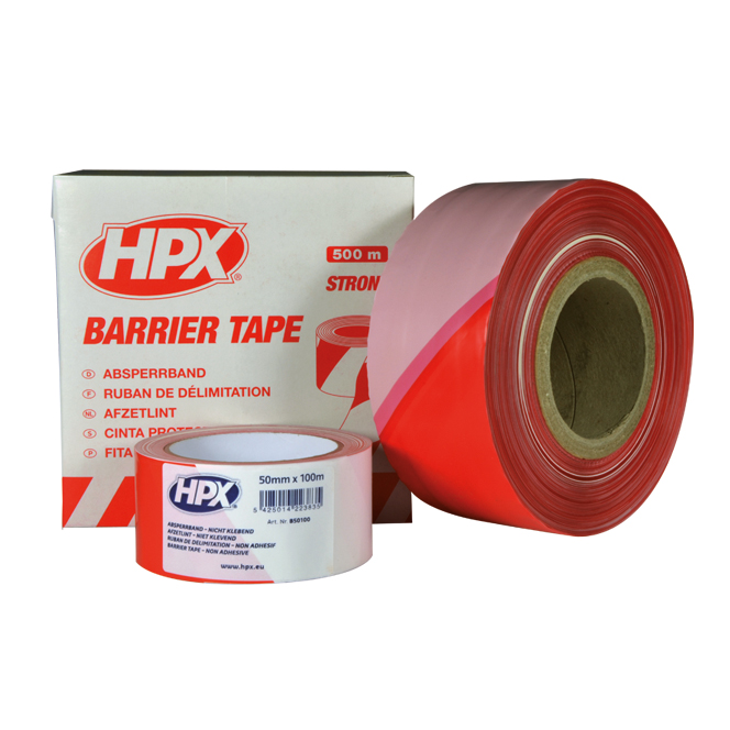 HPX Стрічка бар'єрна 50мм*100м біло-червона B50100