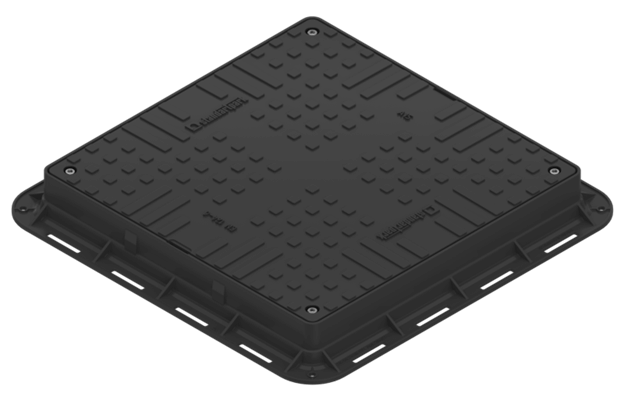 Люк Basic ЛК-56.70.09-ПО легкий (А15) квадратный пластиковый черный с замком 35487.2-20