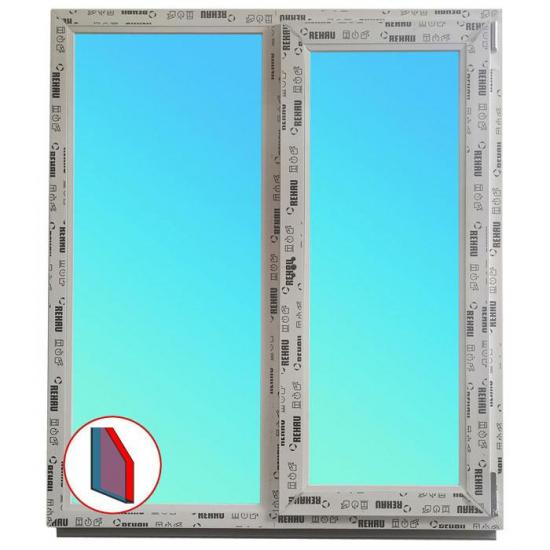 Металлопластиковое энергосберегающее окно с профилем Rehau Euro Design 70 двойное створка однокамерное 32 мм
