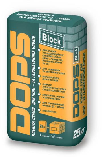 Клеевая смесь для пено- и газобетонных блоков Dops Block