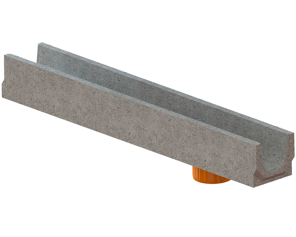 Лоток водоотводный бетонный BetoMax Basic DN100 H130 с вертикальным водоотводом