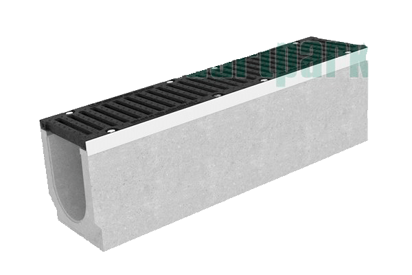 Лотки водовідвідні бетонні BetoMax DN200 з внутрішнім нахилом (змінним перетином) з решіткою щілинною чавунною ВЧ кл.Е (комплект)