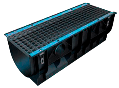 Лоток водоотводный PolyMax Basic ЛВ-30.39.38-ПП пластиковый с решеткой ячеистой стальной кл. А (комплект) 087001