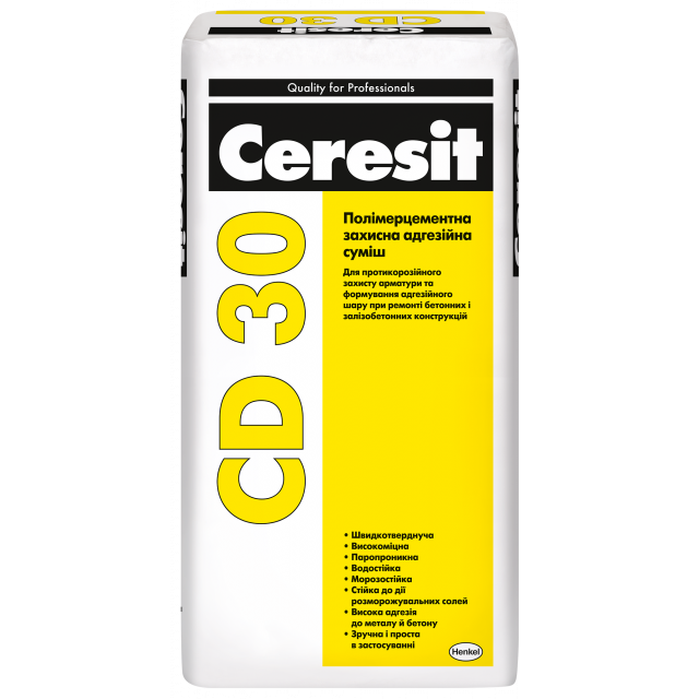 Полимерцементная защитная адгезионная смесь для антикоррозионной защиты арматуры и формирования адгезионного слоя перед ремонтом бетонных и железобетонных конструкций CERESIT CD 30