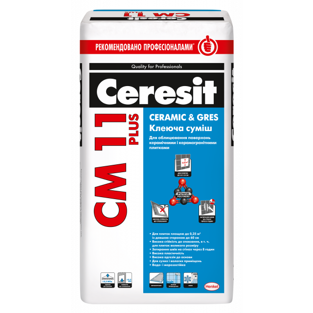 CERESIT CM 11 PLUS CERAMIC & GRES Клеюча суміш для облицювання поверхонь керамічними і керамогранітними плитками