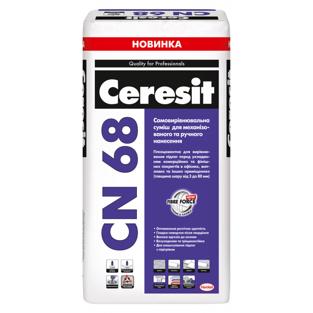 Самовыравнивающая смесь для механизированного и ручного нанесения CERESIT CN 68 