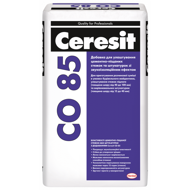 Добавка для приготовления цементно-песчаных стяжек и штукатурок со звукоизоляционным эффектом  CERESIT CO 85