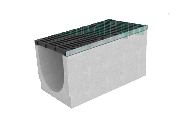 Лотки водовідвідні бетонні BetoMax DN500 з внутрішнім нахилом (змінним перетином) з гратами чавунними ВЧ кл.Е (комплект)