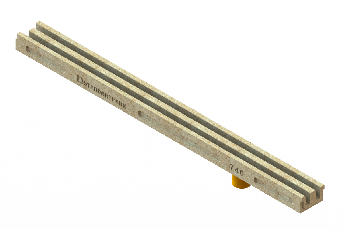 Лоток полимербетонный типу гребенка с вертикальным выпуском CompoMax Open Slot, 80мм, кл.С